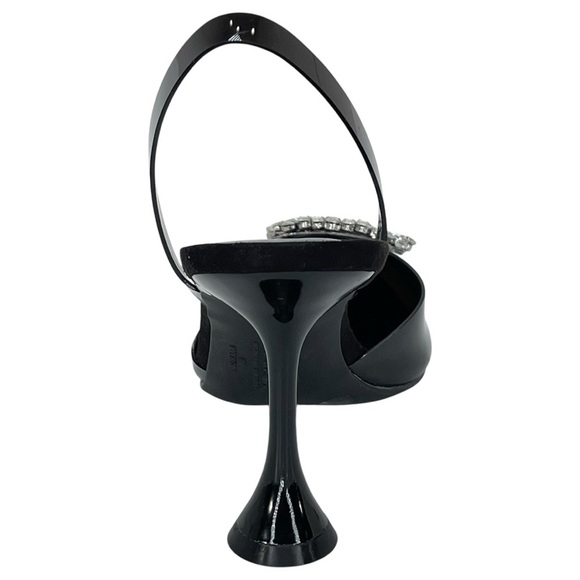 International Concepts Scienna Black Vinyl Rhinestone Womens Heels Size 8M - Picture 4 of 11